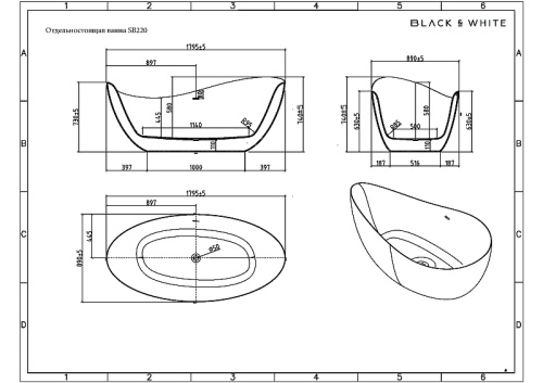 картинка Акриловая ванна Black&White Swan SB 220 180x90 220SB00 без гидромассажа от магазина Сантехстрой