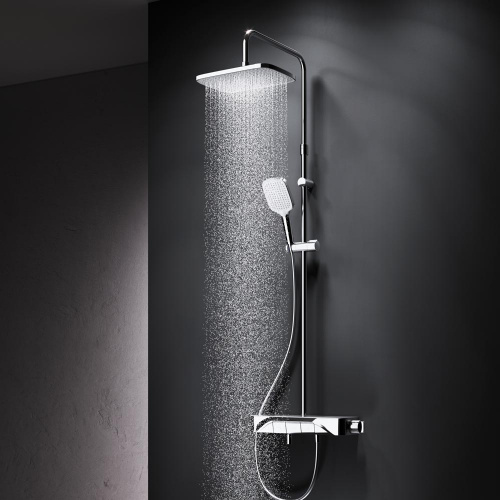 картинка F078F700 Func, душ.система: см-ль-полка д/ванны/душа, душ.штанга, верхн. душ квадр., ручн.душ, хром от магазина Сантехстрой