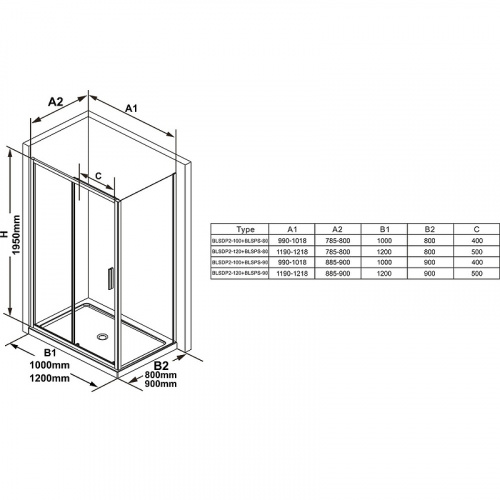картинка Душевая стенка Ravak Blix BLSPS-90 X9BM70C00Z1 профиль Хром стекло прозрачное от магазина Сантехстрой