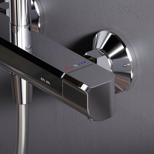 картинка F078F400 Func, душ. система: см-ль д/душа с ТМС, душ.штанга, верхн. душ квадр., ручн.душ, хром от магазина Сантехстрой