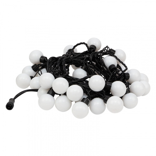 картинка Гирлянда Мультишарики Ø38 мм,  10 м,  40 LED БЕЛЫЙ,  черный ПВХ,  IP65, постоянное свечение,  230В соединяется NEON-NIGHT (нужен шнур питания 303-500) от магазина Сантехстрой