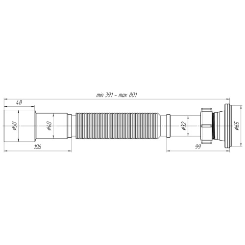 картинка Сифон гофрированный Ани Пласт 1 1/4"*40/ 50 (391-801мм) (G206) от магазина Сантехстрой