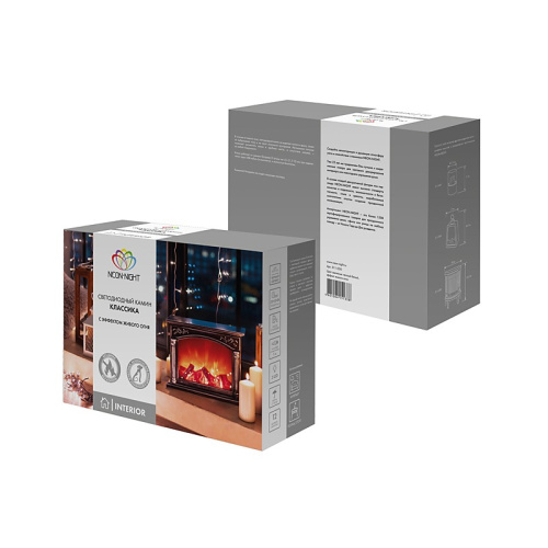 картинка Светодиодный камин Классика с эффектом живого огня 33х12х24 см,  батарейки 3хС (не в комплекте) или от USB (в комплекте) от магазина Сантехстрой