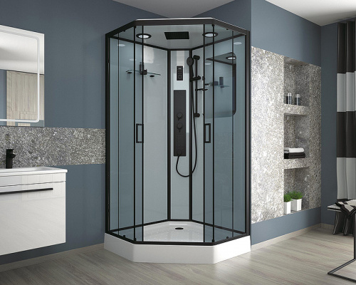 картинка Душевая кабина Niagara Premium 90x90 NG-6901-01GD Black с гидромассажем от магазина Сантехстрой