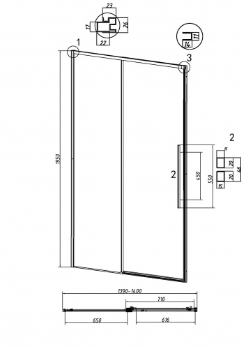 картинка Дверь в нишу 100.K33.01.140.21.10 Galaxy (140*195) черный матовый, стекло тонированное, 1 место от магазина Сантехстрой