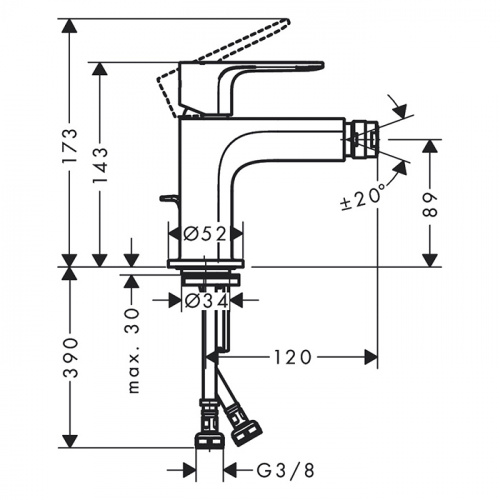картинка HG Rebris E Смеситель для биде, с д/клапаном, цвет матовый черный от магазина Сантехстрой