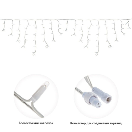 картинка Гирлянда Айсикл (бахрома) светодиодный,  4,0 х 0,6 м,  белый провод КАУЧУК,  230 В,  диоды желтые,  128 LED от магазина Сантехстрой