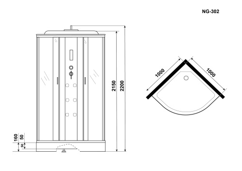картинка Душевая кабина Niagara Ultra NG-302-01 (100х100х220) низкий поддон(16см),стекло матовое,4 места от магазина Сантехстрой