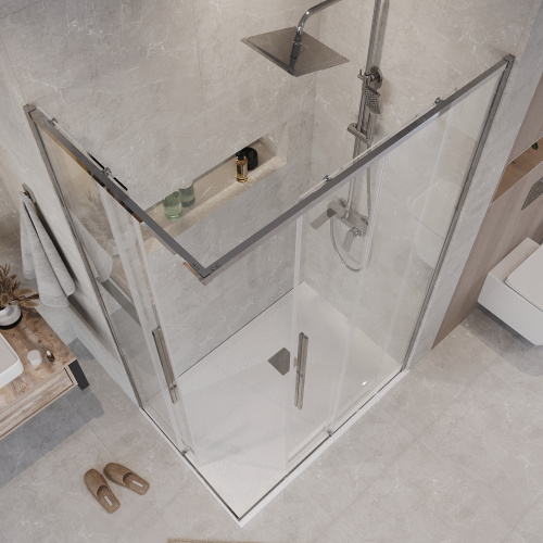 картинка Душевое ограждение Grossman Galaxy 300.K33.01.9070.10.00 (90х70х195) прямоугольник,раздвижная,хром,стекло прозрачое, 1 место от магазина Сантехстрой