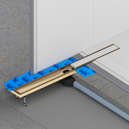 картинка Душевой лоток TIMO Drain System 700 с двусторонней панелью "plate" под плитку, Золото матовое (DS230207/17) от магазина Сантехстрой