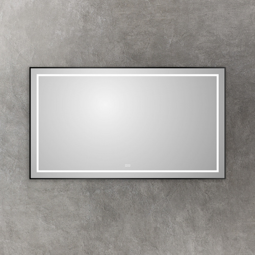картинка Зеркало BelBagno Kraft 140 SPC-KRAFT-1400-800-LED-TCH-WARM-NERO с подсветкой Черное с сенсорным выключателем и подогревом от магазина Сантехстрой
