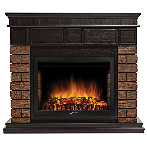 картинка Портал Firelight Bricks Wood 25 камень коричневый, шпон темный дуб от магазина Сантехстрой