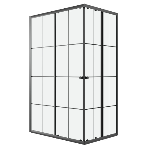 картинка Душевое ограждение Niagara Eco NG-1012-14QKL (120х80х190) прямоугольник,черный,раздвижное,стекло клетка,1 место от магазина Сантехстрой
