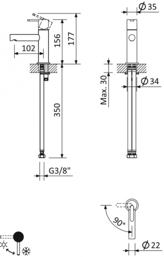 картинка Смеситель для раковины CEZARES LEAF-LSM1-L-SR от магазина Сантехстрой