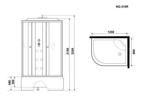 картинка Душевая кабина Niagara Ultra NG-310-01R (120х80х220) высокий поддон(48см),стекло матовое,4 места от магазина Сантехстрой