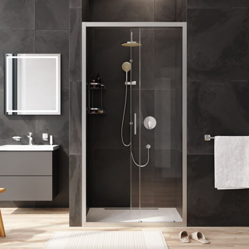 картинка W90G-100-1-195MT Gem Solo Дверь душевая 100х195, стекло прозрачное, профиль матовый хром от магазина Сантехстрой