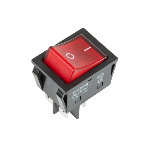 картинка Выключатель клавишный 250V 25А (4с) ON-OFF красный с подсветкой (RWB-502) REXANT от магазина Сантехстрой