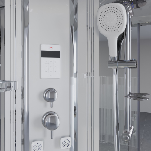 картинка Душевая кабина Niagara Ultra NG-708-01 (90х90х220) высокий поддон(48см),стекло прозрачное с рисунком,4 места от магазина Сантехстрой