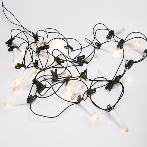 картинка Гирлянда Свечи 4м,  темно-зеленый ПВХ,  20 LED ТЕПЛЫЙ БЕЛЫЙ от магазина Сантехстрой