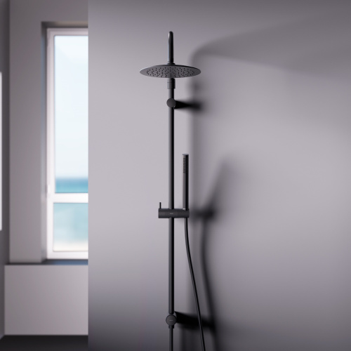 картинка 936000300 Scandinavian Pure душ.система: верх.душ 250 мм, ручн.душ 1 ф-ция, штанга 1050-1450, черны от магазина Сантехстрой