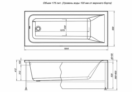 картинка Акриловая ванна Aquanet Bright 165x70 230255 без гидромассажа от магазина Сантехстрой