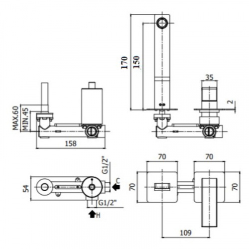 картинка Смеситель для раковины без донного клапана Paffoni Elle EL104NO70 от магазина Сантехстрой
