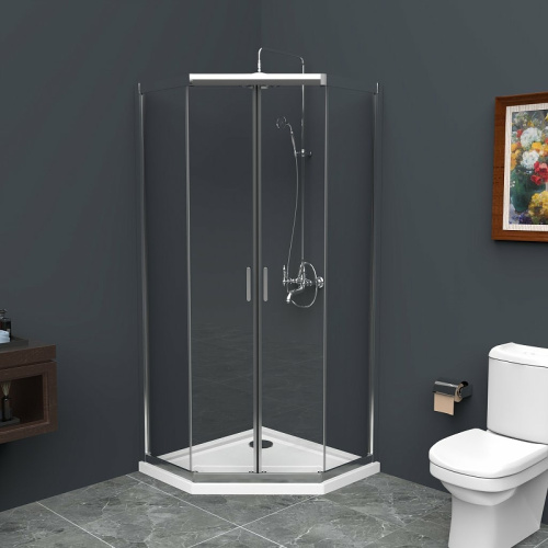 картинка Душевой уголок BelBagno Uno 90х90 UNO-195-P-2-90-C-Cr профиль Хром стекло прозрачное от магазина Сантехстрой