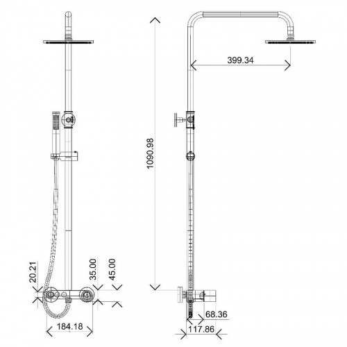 картинка Душевая система Boheme Stick 128-BCR.2 Черная Хром от магазина Сантехстрой