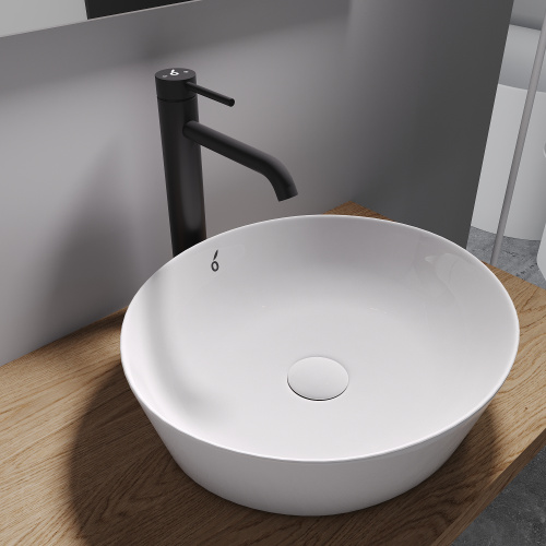 картинка Высокий смеситель для раковины Oliveeka OL-88239017-MB, черный матовый от магазина Сантехстрой