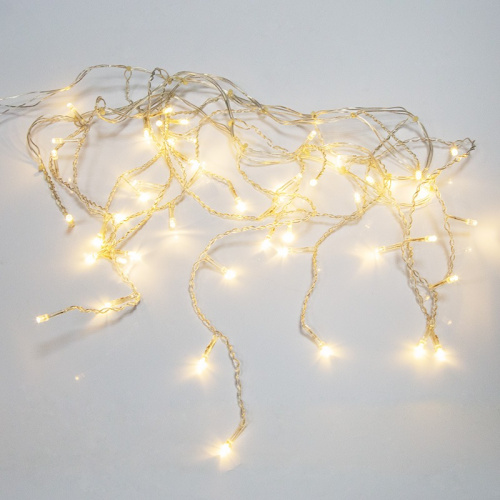 картинка Гирлянда Айсикл (бахрома) светодиодная,  1,8 х 0,5 м,  прозрачный провод,  230 В,  диоды ТЕПЛЫЙ БЕЛЫЙ от магазина Сантехстрой