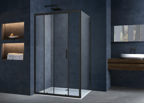 картинка Душевая стенка Vincea Alpha 90 VSG-3AL900CLB профиль Черный стекло прозрачное от магазина Сантехстрой