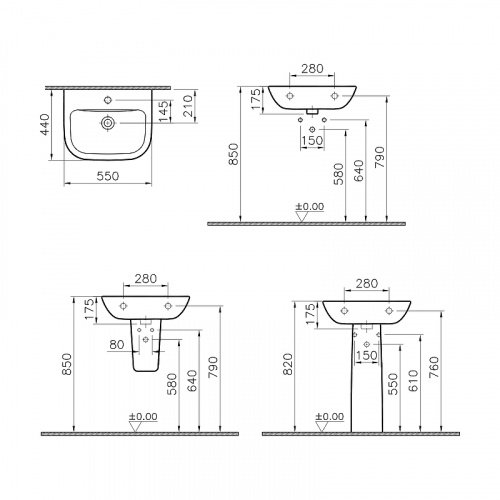 картинка Раковина Vitra S20 55 5502B003-0001 Белая от магазина Сантехстрой