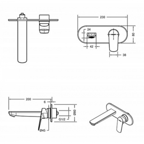 картинка Смеситель для раковины Bravat p8429564bw-eng Черный от магазина Сантехстрой