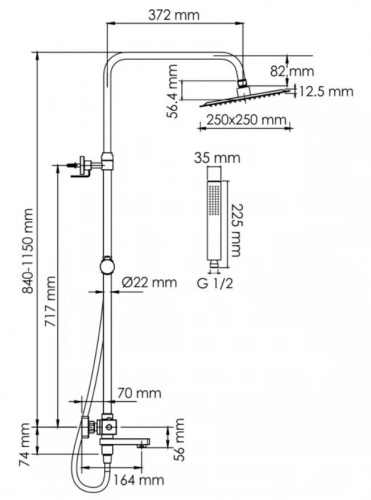 картинка Душевая система WasserKraft BK29901BM от магазина Сантехстрой