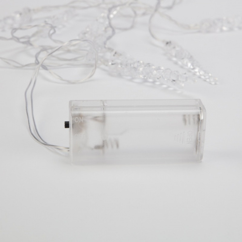 картинка Гирлянда светодиодная Сосульки 1,5 м,  10 LED,  прозрачный ПВХ,  цвет свечения белый,  2 х АА (батарейки не в комплекте) NEON-NIGHT от магазина Сантехстрой