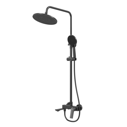 картинка Душевая стойка Galaxy 500.K35.01.210 с верхним душем, ручной лейкой и смесителем, черный матовый от магазина Сантехстрой