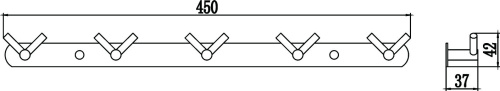 картинка Планка с крючками (5 крючков) Savol (S-007225C) от магазина Сантехстрой