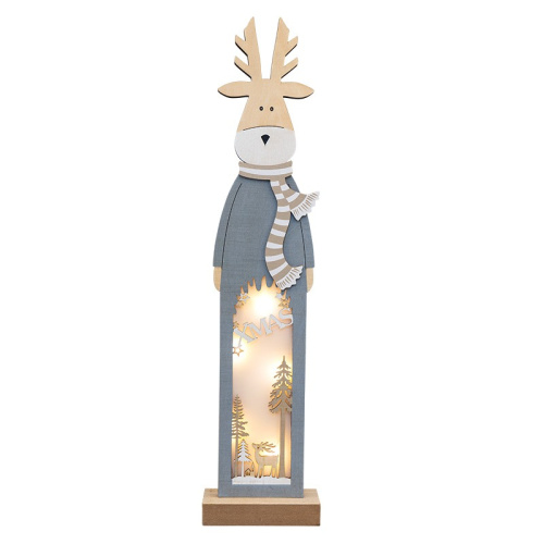 картинка Деревянная фигурка с подсветкой Рождественский олень 11х5х47 см от магазина Сантехстрой