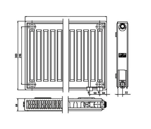 картинка Kermi FTV 12 300x1400 панельный радиатор с нижним подключением от магазина Сантехстрой