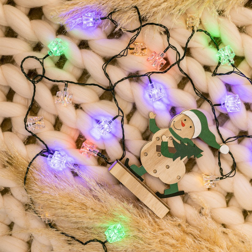 картинка Гирлянда светодиодная Кубики 20 LED МУЛЬТИКОЛОР 2,8 метра с контроллером от магазина Сантехстрой