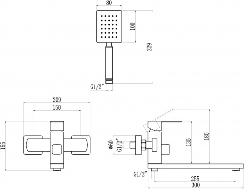 картинка Смеситель для ванны из нержавеющей стали Savol (S-SUS4001) от магазина Сантехстрой