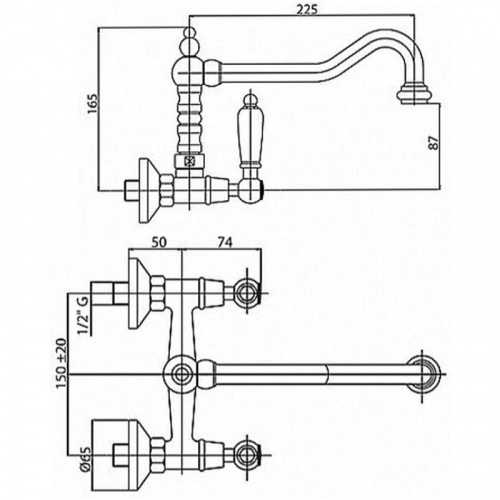 картинка Смеситель для кухни золото 24 карат, ручки белые Cezares First FIRST-LLP-03/24-Bi от магазина Сантехстрой