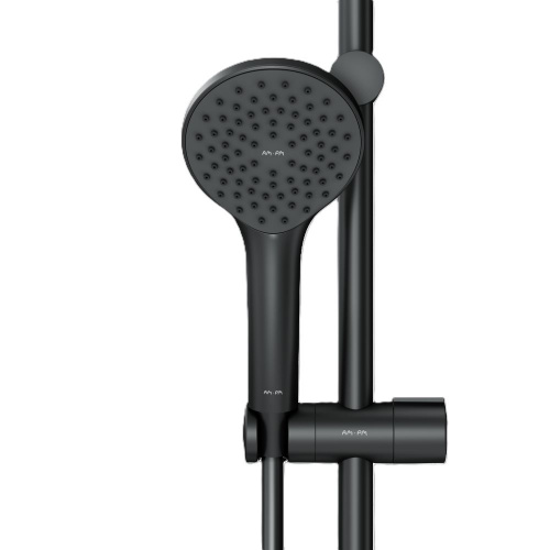 картинка F0790722 Gem, душ.система: см-ль-полка д/ванны/душа, душ.штанга, верхн. душ 220мм, ручн.душ, черн от магазина Сантехстрой