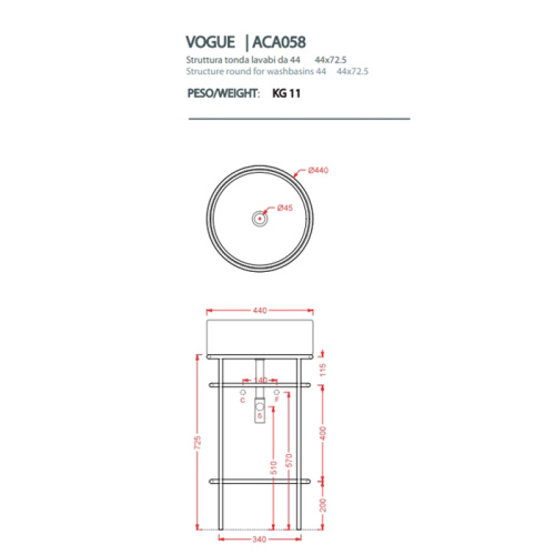 картинка Artceram VOGUE Металическая структура Ø44хh72,5см для раковин Rombo, Millerighe and Atelier, цвет: черный матовый от магазина Сантехстрой