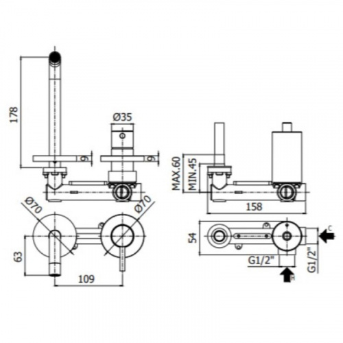 картинка Смеситель для раковины без донного клапана Paffoni Light LIG105BO70 от магазина Сантехстрой