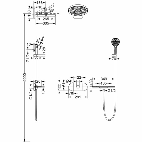 картинка Душевая система Vincea Futura VSFW-2F12TCH с термостатом Хром от магазина Сантехстрой