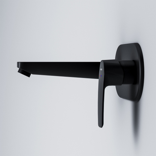 картинка F90A72222 Gem, смеситель д/умывальника, монтируемый в стену, чёрный, шт. от магазина Сантехстрой