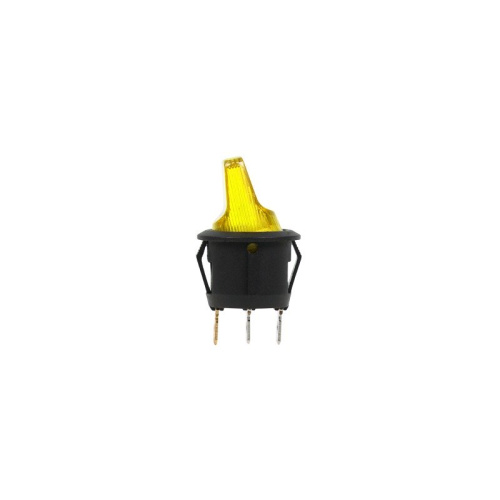 картинка Выключатель клавишный круглый 250V 6А (3с) ON-OFF желтый REXANT (перепак.  из 12в) от магазина Сантехстрой