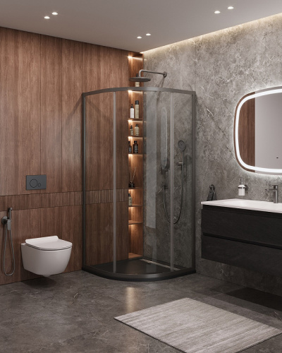 картинка Душевой уголок Cezares Molveno 90x90 MOLVENO-R-1-90-C-GM-IV профиль Оружейная сталь стекло прозрачное от магазина Сантехстрой