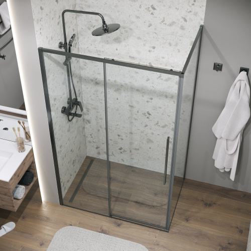 картинка Душ.ограждение 120.K33.01.1280.42.00 Galaxy (120*80*195) графит сатин, стекло прозрачное, 2 места от магазина Сантехстрой